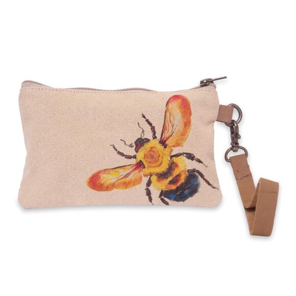 Handbags - 9550 Bee Wristlet Wallets - 4.7" x 8" Handcrafted Wallet, 100% Cotton